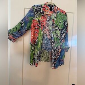 Ali Miles Multicolor Leaf Print Blouse